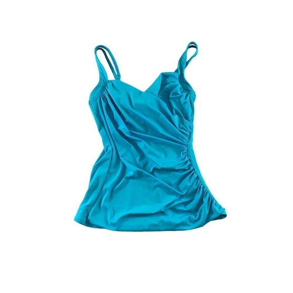 Miraclesuit Women's Blue Ruched Bodice Tankini Top - 10 - Picture 1 of 11